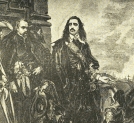 "Król Jan Kazimierz opuszczając Polskę spogląda z Bielan na pożar Krakowa 1655 roku."