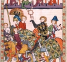 Książę Henryk IV Prawy odbiera wieniec zwycięzcy turnieju rycerskiego.