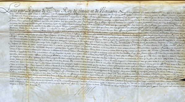  Dokument króla Francji Ludwika XIV  potwierdzający, że Jan Andrzej Morsztyn z Radzymina wraz z żoną i dziećmi otrzymał prawa szlachty francuskiej.  